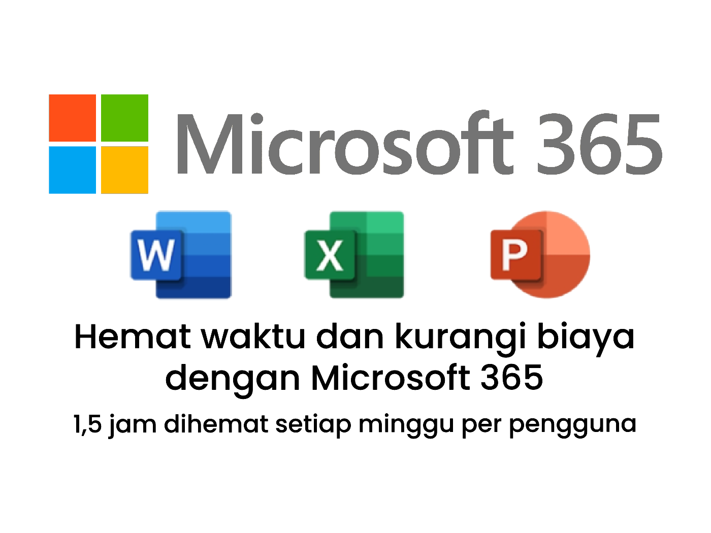 Ilustrasi ekosistem aplikasi Microsoft 365 yang ditawarkan oleh nusa.id cloud untuk bisnis di Indonesia